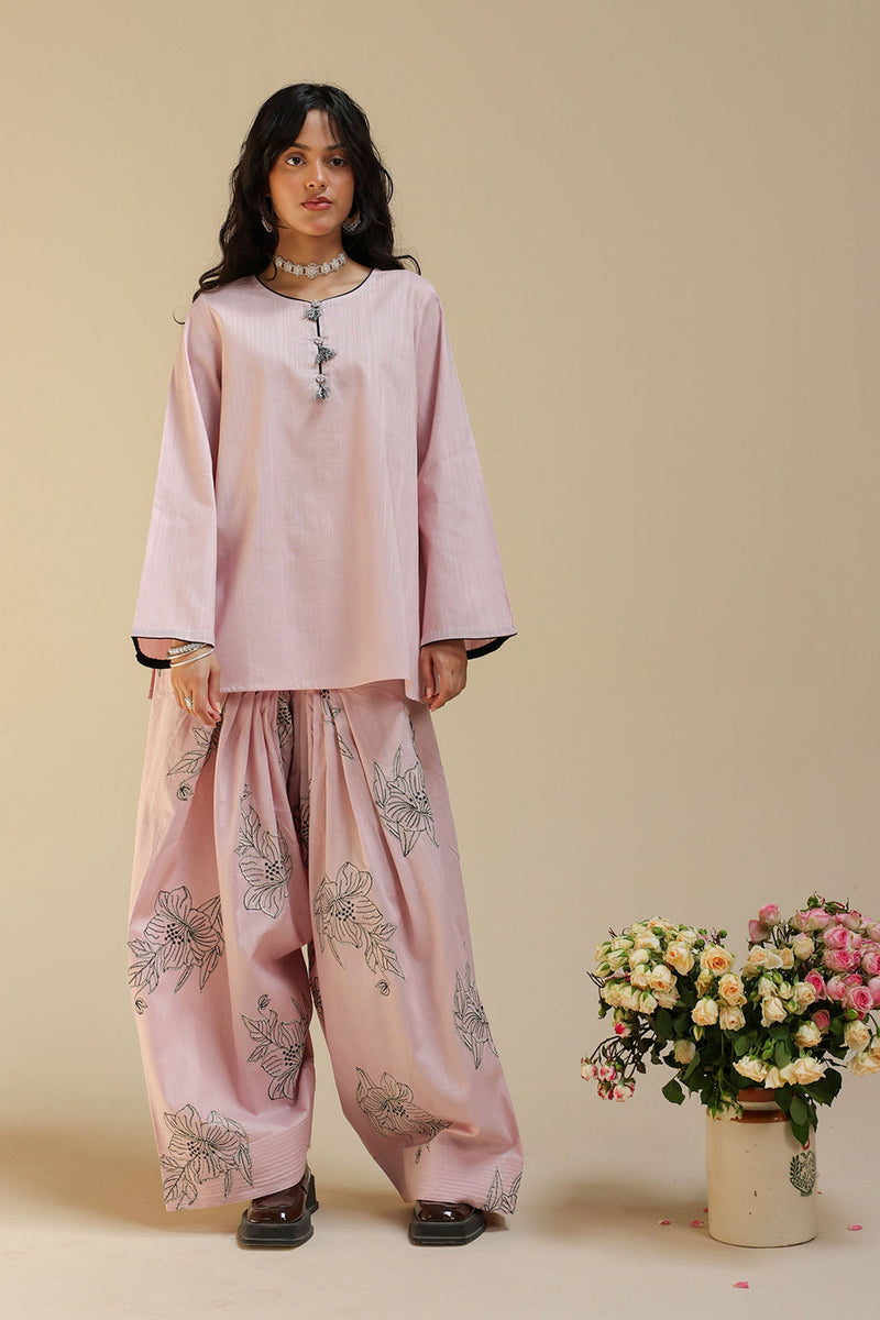 Embroidered Bloom Line Farshi Set