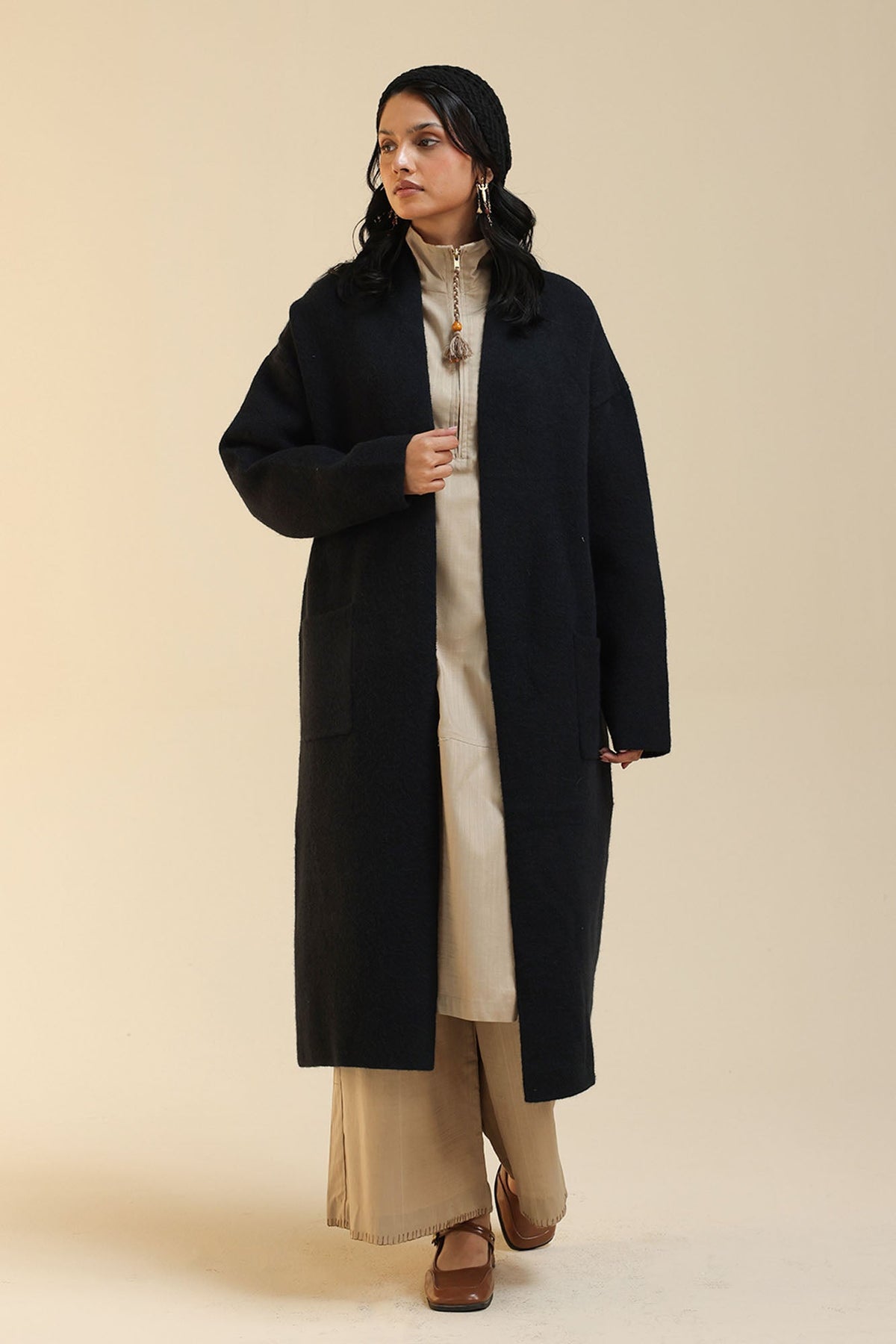 Open-Front Long Coat