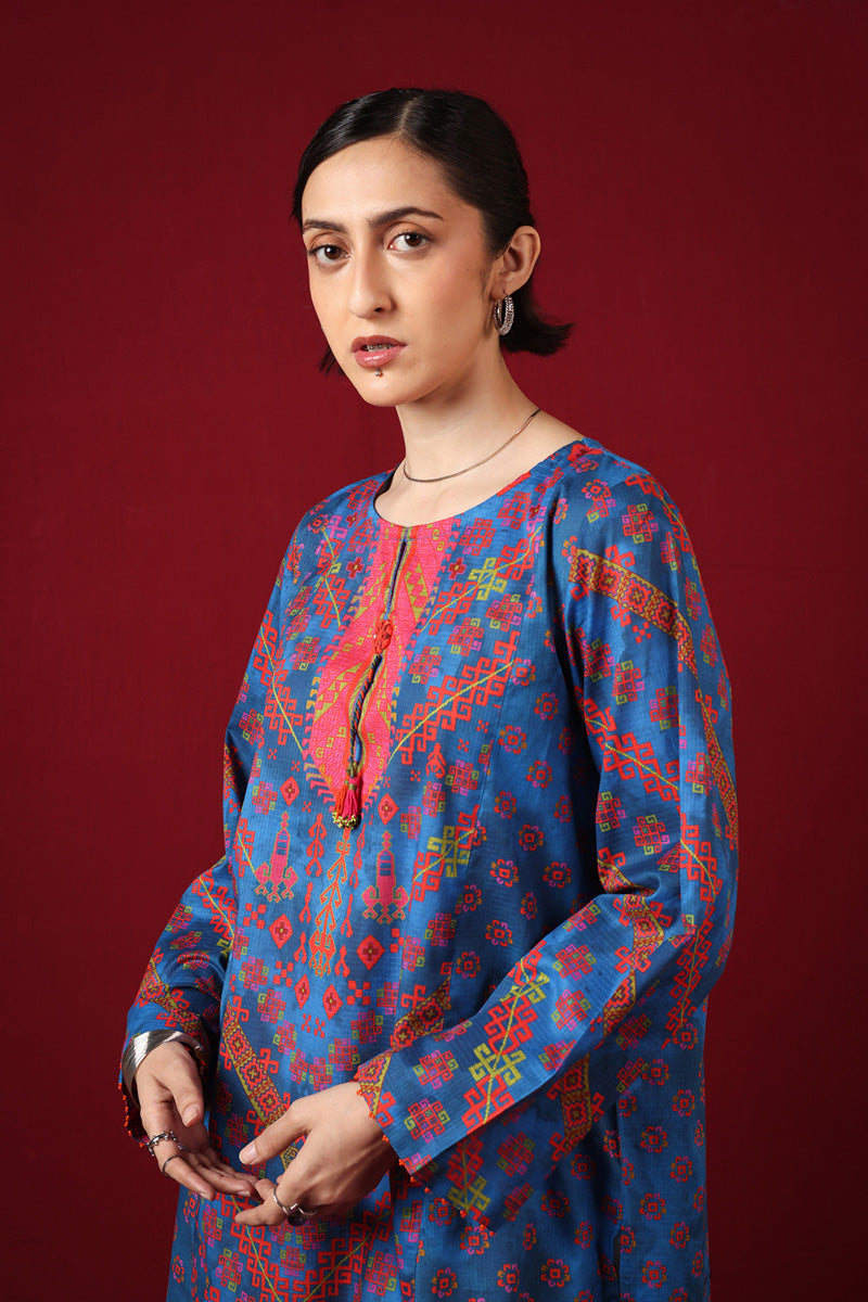 Tasseled Jigsaw Kurti